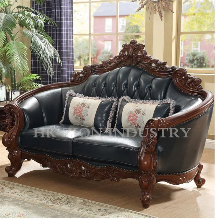 Foshan Top Quality European Antique Style Living Room Sofas Luxury Sofa Living Room Furniture House Sofa Set Hotel Setting Room Cowhide Sofa