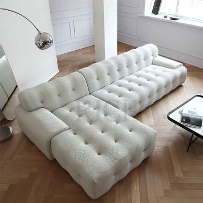 Tufted Fabric Corner Sofa Modern European Style Commercial Sectional L Shape Sofa for Living Room Italian Luxury Cozy Corner Sofa