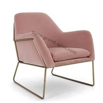 Ins Popular Designer Velvet Stainless Steel Frame Armchair