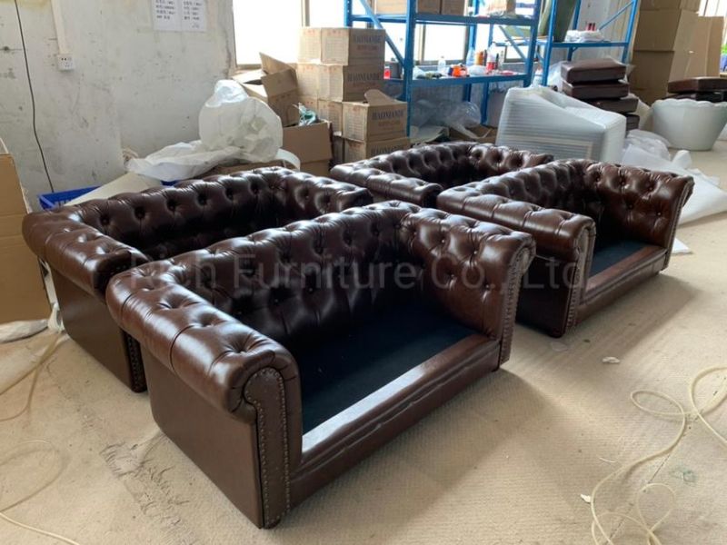 Vintage Deep Tufed Chesterfield Retro Couch Hotel Leather PU Sofa