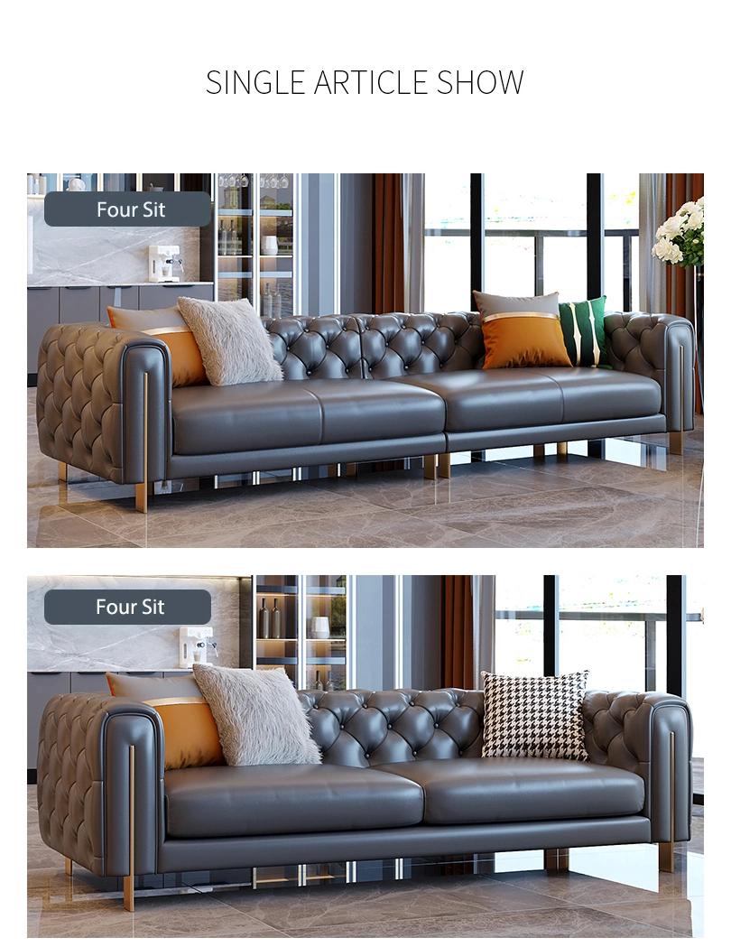 2022 Wholesale Foshan Furniture Luxury Hotel Living Room Modern Leather Seater Sofa