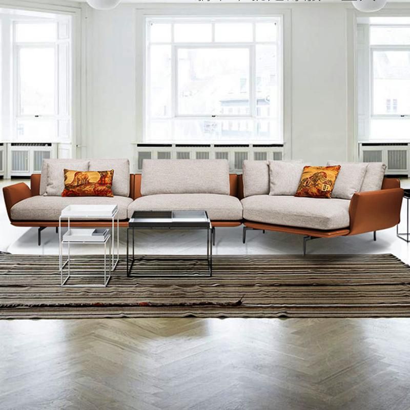 Luxury Home Living Room Furniture Corner Sofa Set Fabric / Genuine Leather Sofa