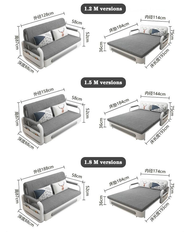 Folding Chair Sleeper Modern Wood Folding Chair Sleeper Three Seat Sofa Bed Living Room Multi-Function Divan