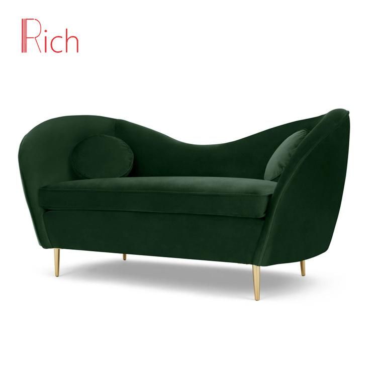 Golden Stainless Steel Legs Green Wedding Couch Living Room Modern Velvet Curved Sofa