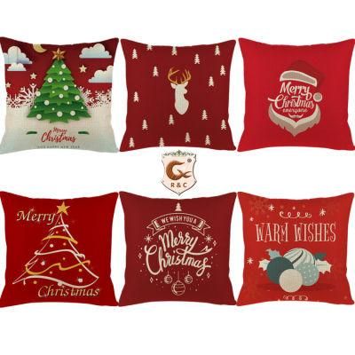 Merry Christmas Pillowcases Santa Claus Cute Printed Pillow Case Sofa Cushion Cover Cases Christmas Decoration for Home 45X45cm