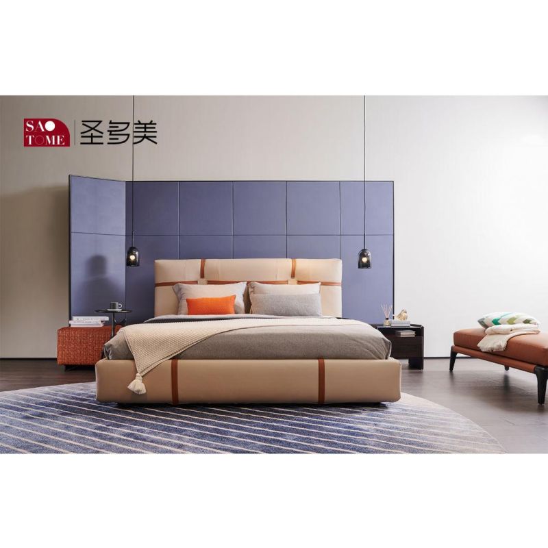 Modern Solid Wooden Home Bedroom Hotel Furniture Sofa 180m Double King Bed