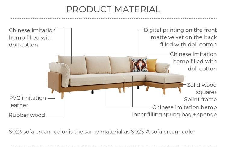 Linsy Living Room Furniture Comfortable Couch Set Gray Wooden Fabric Upholstery Sofa S023