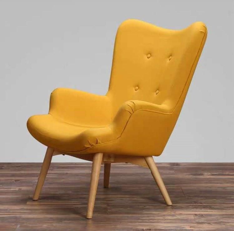 Home Furniture Nordic Fabric Single Seater Armchairs Modern Sofa Lounge Chair with Wooden Legs Living Room Sofa