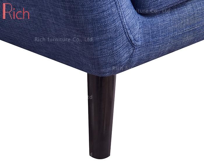 Home Furniture One Seater Blue Fabric Linen Leisure Armchair Sofa for Living Room