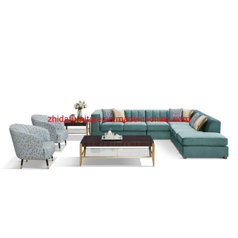 L Shape Living Room Bedroom Fabric Sofa Lobby Reception Sofa