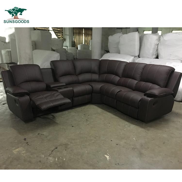 Chinese Italy Top Grain Hafl Leather Home Movie Theater Cinema Manual Recliner Home Furniture Sofa