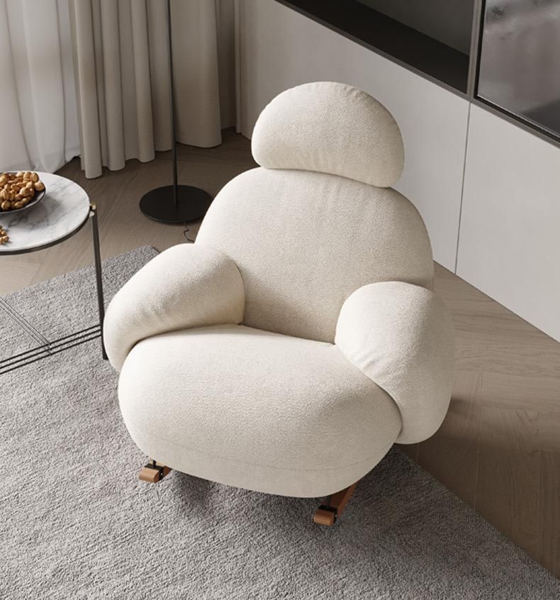 American Fabric Lazy Sofa Chair Bedroom Leisure Arc Rocking Chair
