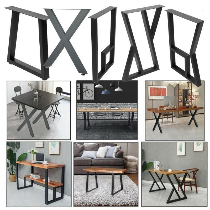 Black Wrought Industrial Square X Shaped Table Legs