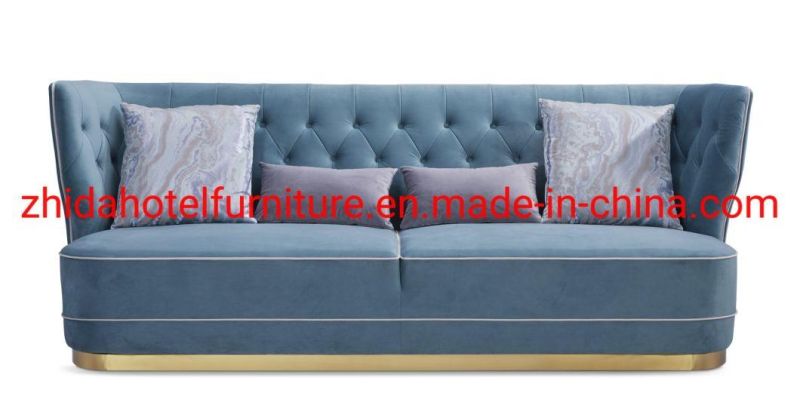 Modern Luxury Hotel Lobby High Back Button Fabric Sofa
