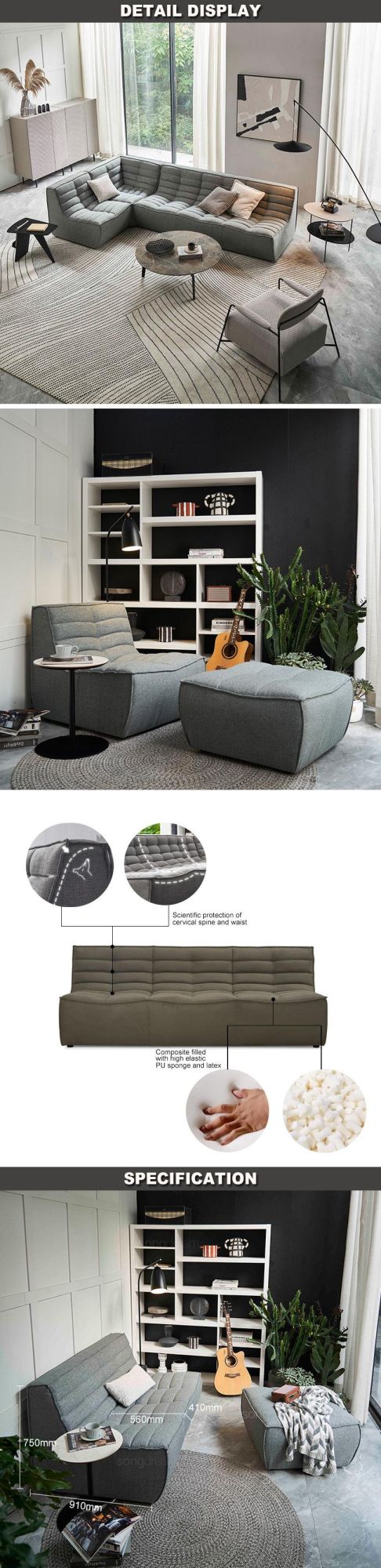 Advanced Custom Living Room Furniture Combination Modern Modular Fabric Sofa