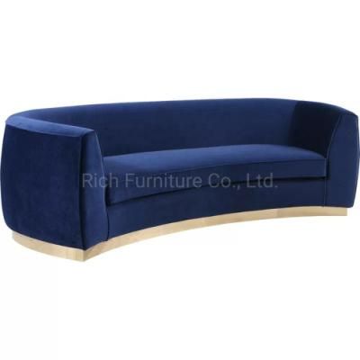 European Style Luxury Classic Lounge Blue Velvet Sofa for Bedroom Relaxing
