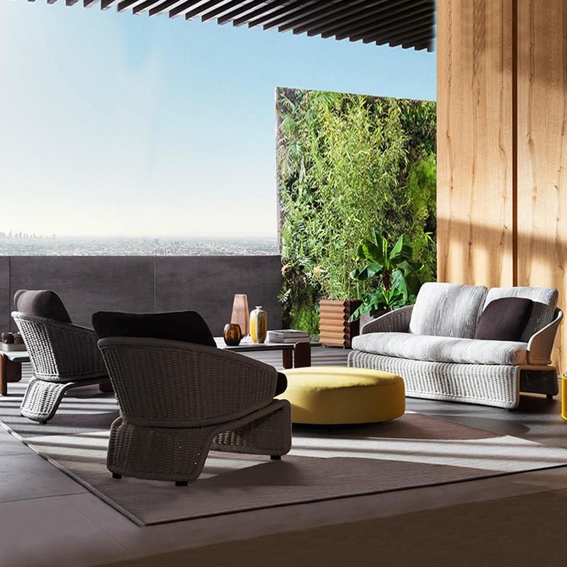 Outdoor Rattan Sofa Combination Villa Furniture Garden Table and Chair