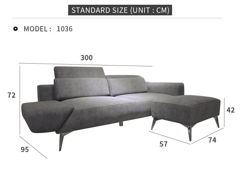 Modern Home Furniture Grey Luxury Sectional Fabric Sofa Set for Living Room