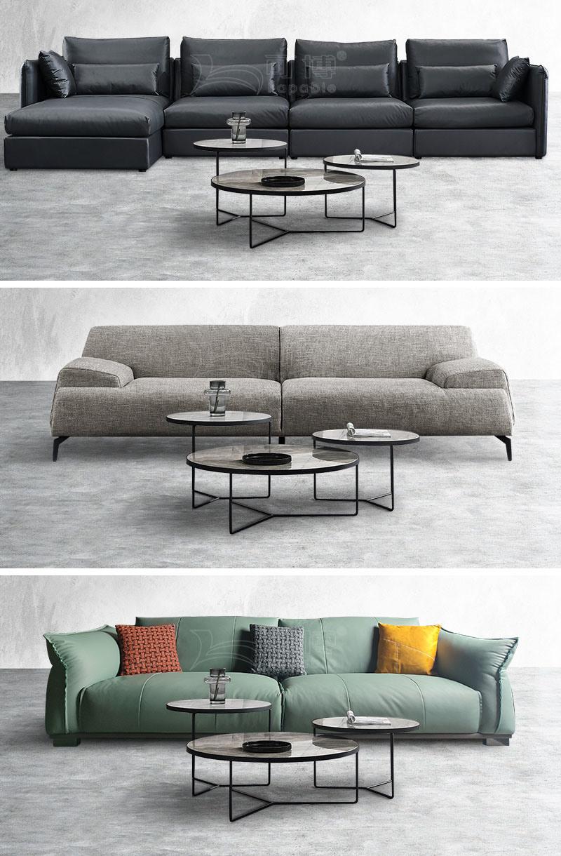 a Round Coffee Table Mached All Sofas with Metal Leg Wood Marble Ceramic Top