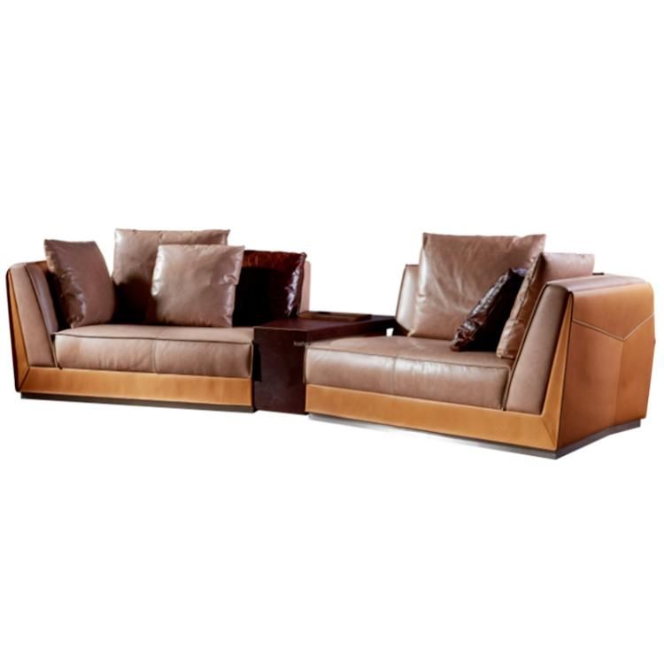 Modern Living Room Leather Sofas American Style Brown Leisure Reclining Sofa Set Furniture