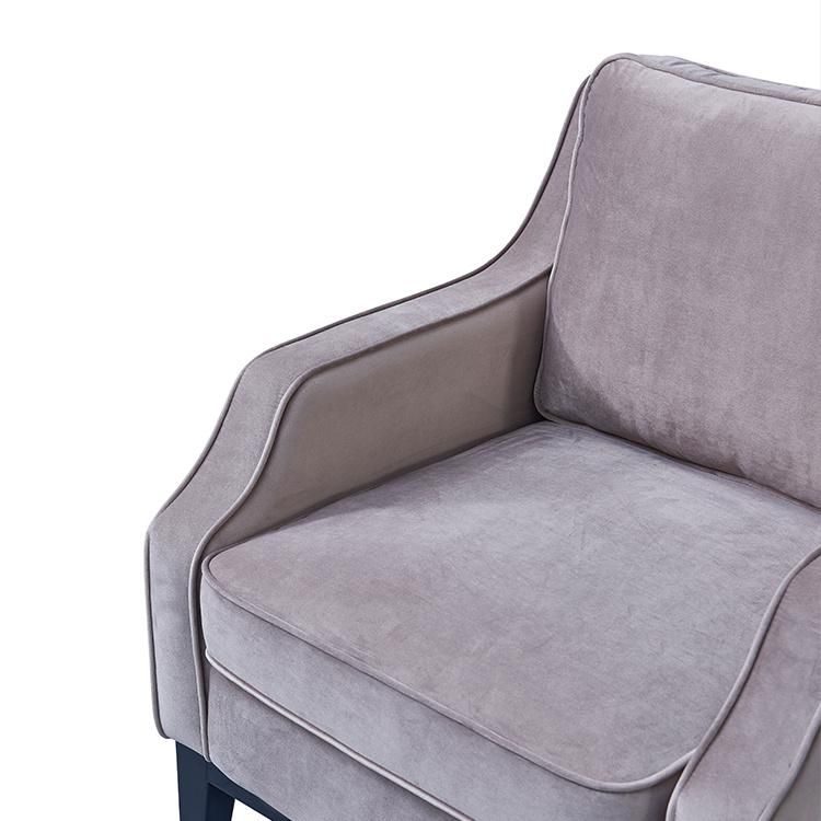 Modern Home Furniture Leisure Velvet Fabric Wooden Single Sofa Chair for Hotel Living Room