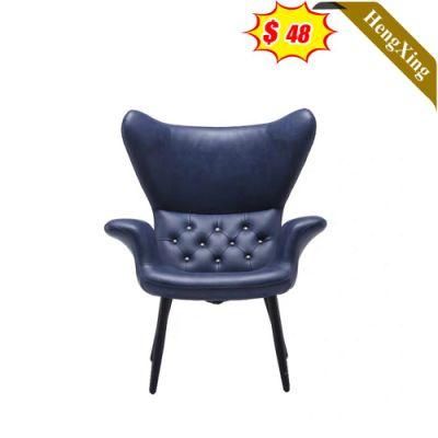 Foshan Factory Cheap Price Home Leisure Single Seat Sofa Couch Living Room Office Hotel Lobby Blue PU Leather Lounge Chair