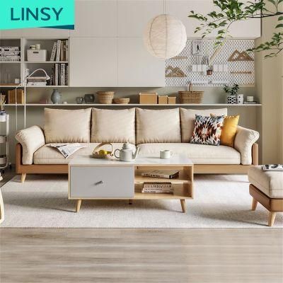 Linsy Living Room Furniture Comfortable Couch Set Gray Wooden Fabric Upholstery Sofa S023