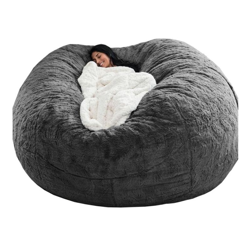 Extra Large 6FT 7FT Bean Bag Chair Soft Foam Stuffed with PV Fleece and Suede Fabric Sofas Lazy Sofa Bed No Foam Filling