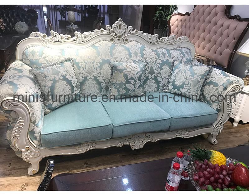 (MN-SF113) Factory European French Lounge/Lobby/Home Furniture Living Room Fabric Sofa