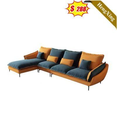 Foshan Cheap Price Modern Home Living Room Sofa Set Couches Bedroom Office Hotel Couch Green and Orange Color Fabric Sofa