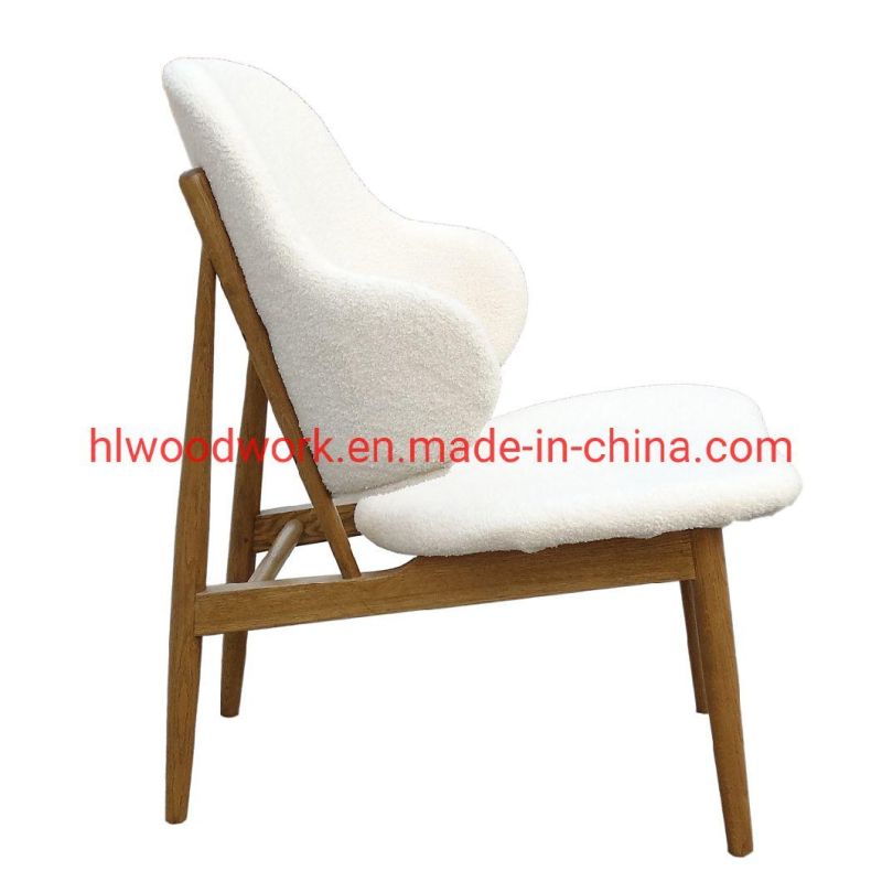 Magnate Chair with Oak Wood Teddy White Color Sofa Living Room Sofa Arm Chair Coffee Shop Sofa