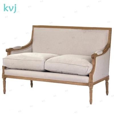Kvj-7618 Solid Wood French Living Room Antique Two Seater Sofa