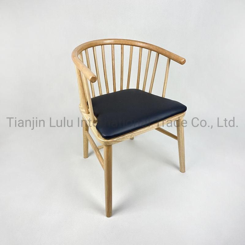 Wood Windsor Chair with Armrest for Hotel Lobby Coffee Shop Living Room Chairs for Restaurant Living Room Leisure Chairs