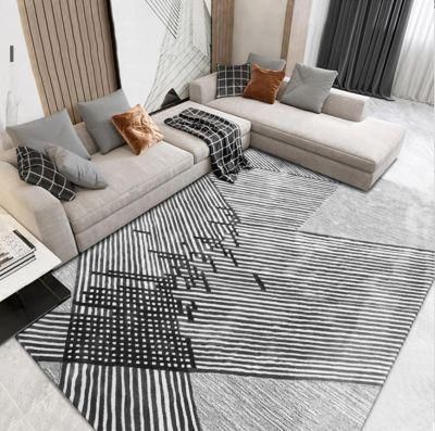 Morocco Nordic Sofa Coffee Table Floor Mat Shaggy Black White Geometric Carpet for Living Room
