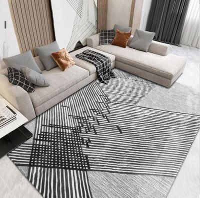 Morocco Nordic Sofa Coffee Table Floor Mat Shaggy Black White Geometric Carpet for Living Room