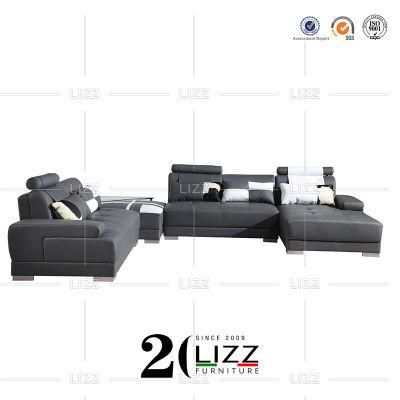 European Hot Selling Sectional Modern Sofa Set Furniture U Shape Chesterfield Corner Living Room Geniue Leather Sofa