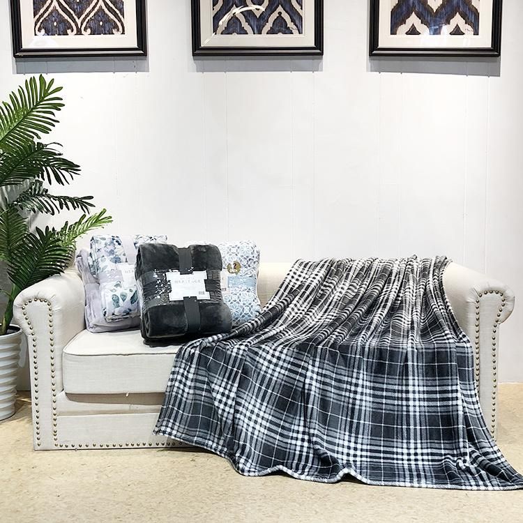 Custom Printed Flannel Fleece Bedding Sofa Blanket Gift Set