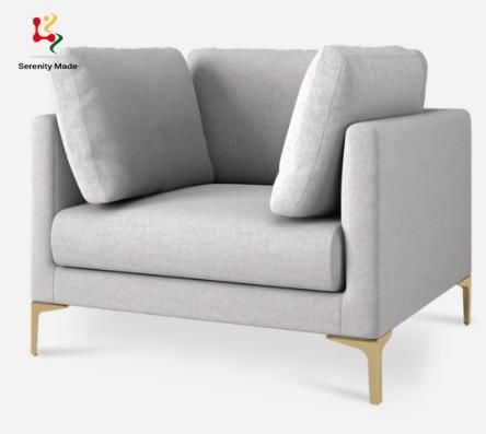 Nordic Hotel Lounge Sofa Couch with Fabric Seater Wood Metal Frame Living Room Armchair