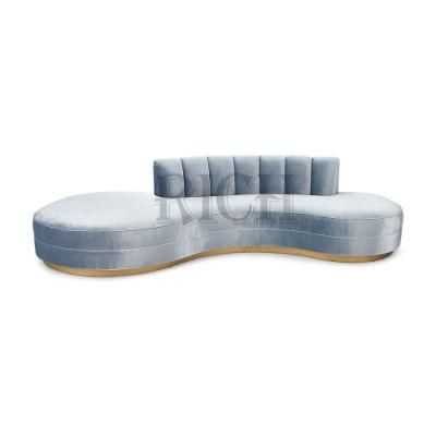 Luxury Furniture Sofa Sky Blue Velvet Fabric Curved Sofa for Hotel