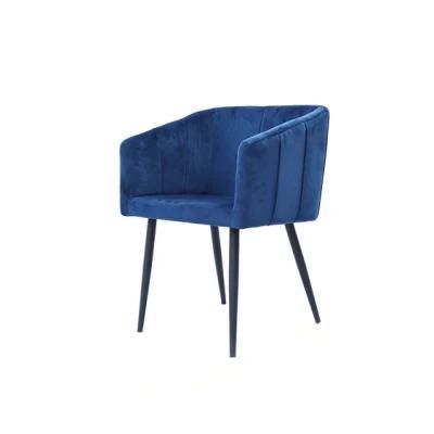 Modern Hot Selling Home Furniture Velvet Sofa Arm Dining Chair with Coated Metal Legs