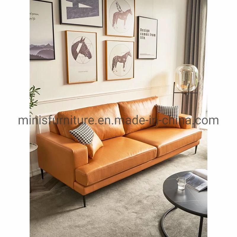 (MN-SF82) Light Luxury Leather Small House Furniture Simple Italian Apartment Living Room Sofa