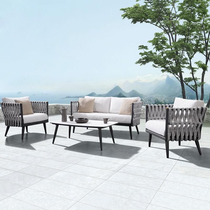 Popular Garden Patio Outdoor Sofa Set Aluminum Rope Woven Garden Furniture Set