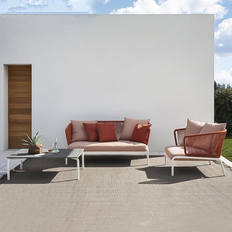 Hotel Garden Outdoor New Design Nordic Fashion Rope Three Seater Sofa Furniture