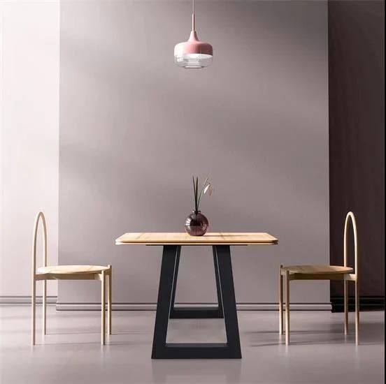 Trapezoid Type Black Power Coated Metal Table Leg Base