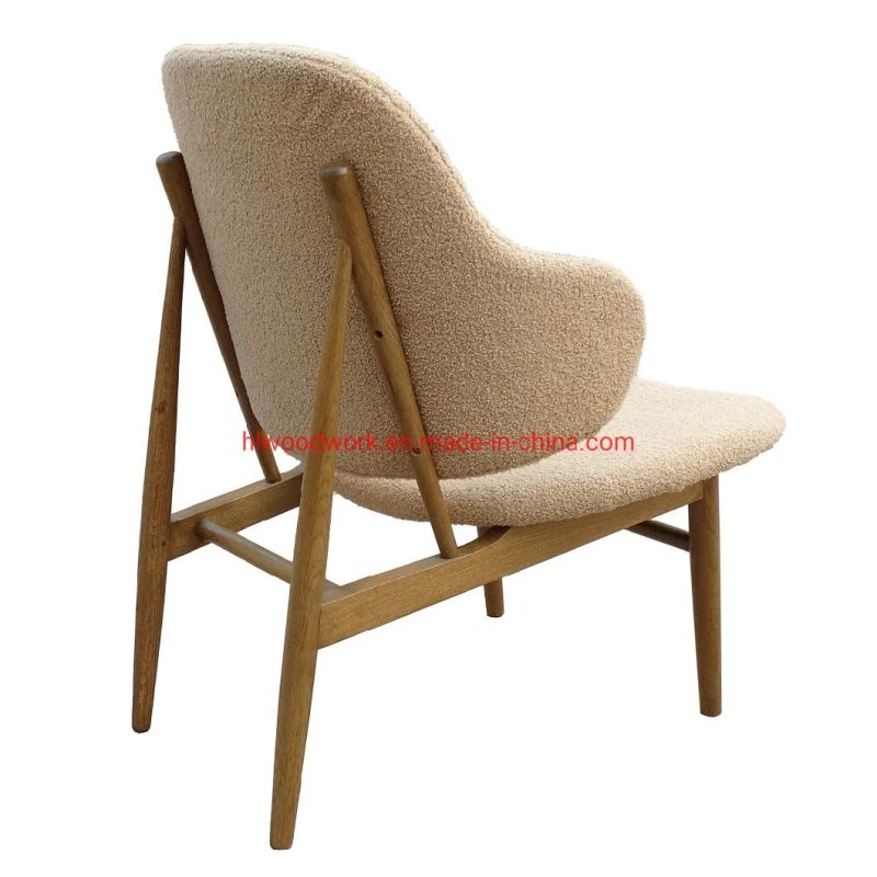 Oak Wood Frame Brown Color with Beige Teddy Velvet Magnate Chair Dining Chair Wooden Chair Lounge Sofa Coffee Shope Armchair Living Room Sofa Resteraunt Sofa