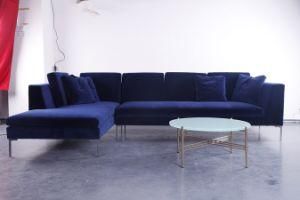 Contemporary Furniture Navy Blue Velvet B&B Italia Charles Sofa Replica