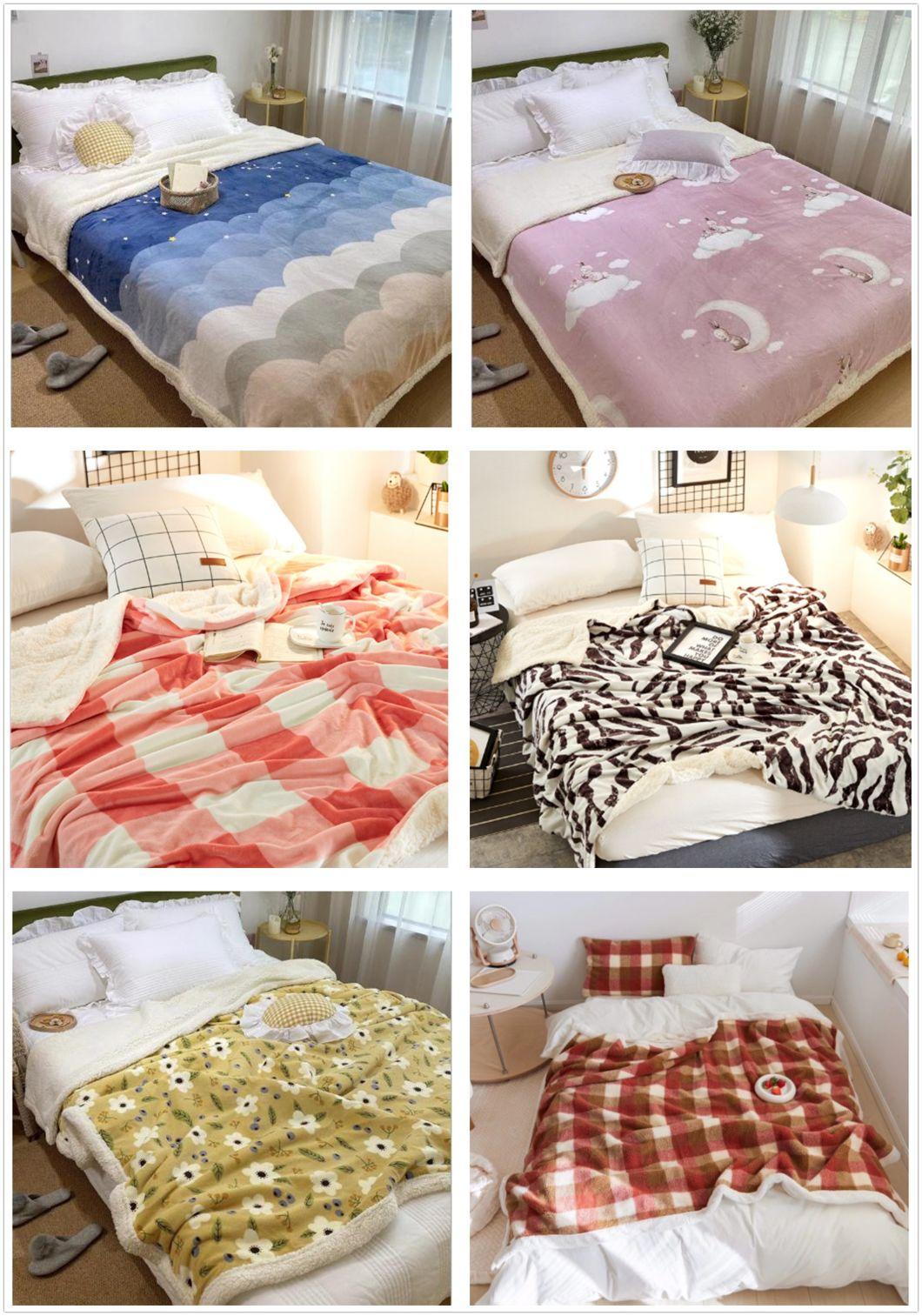Coral Fleece/Flannel Blanket for Winter Office Nap Blanket Sofa Cover Blanket Gift Custom Logo