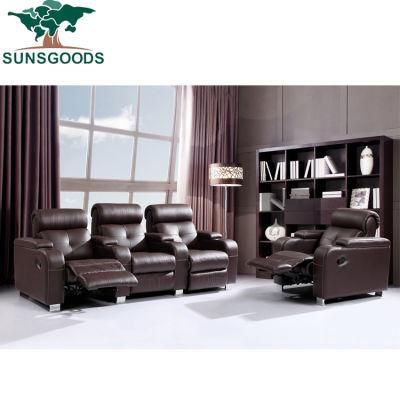 American Style Living Room Home Theater Genuine Recliner Leather Cinema Sofa