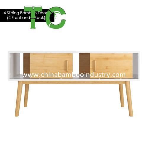 Wholesale Wood Coffee Table with 4 Sliding Doors Sofa Table TV Table for Living Room