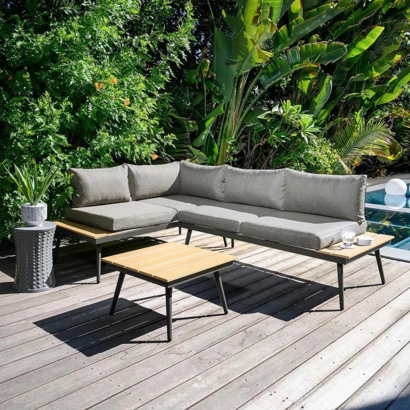 3PCS Alumi Sofa Set Garden L Shape Pario Sofa